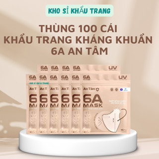 Thùng 100 cái khẩu trang kháng khuẩn 6A An Tâm, che nắng toàn diện