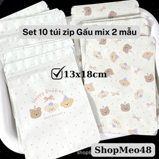   TG04  Set 10 túi Zip Gấu mix mẫu  13x18cm  đựng quà bánh kẹo cực xinh 