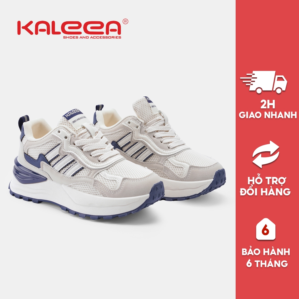 Giày Thể Thao Nam Kaleea T92 Đế Mềm Cao 5cm, Lưới Khí Dệt Kim Phối Da Đi Thoáng