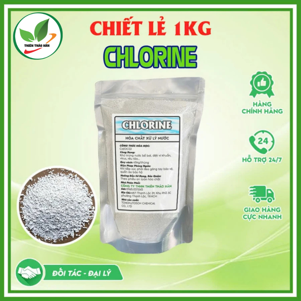 Bột khử khuẩn Clorin-Nhật. Hóa chất xử lý nước, khử khuẩn. Thùng 1kg