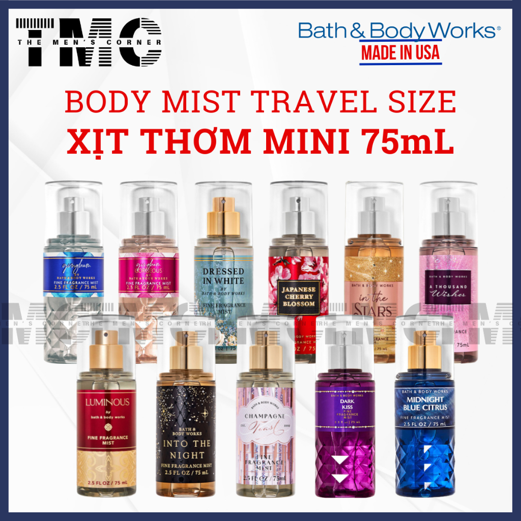 BODY MIST 75ML TravelSize Bath & Body Works - Xịt thơm toàn thân Bath And Body Works Hương Nước Hoa 