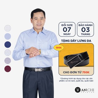 Áo sơ mi nam trung niên dài tay họa tiết vải tencel sợi sồi cao cấp ANCHI - SMD25-08