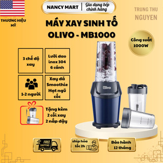 Máy xay sinh tố Olivo MB1000-3 cốc xay-thể tích 500 và 700ml-công suất 1000w-cối xay khô thuỷ tinh