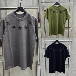 Áo Phông Nam Nữ Thêu Ngôi Sao Quanh Cổ Siêu Nét Chất Liệu Cotton Thoáng Mát Cho Boy Phố Đi Chơi