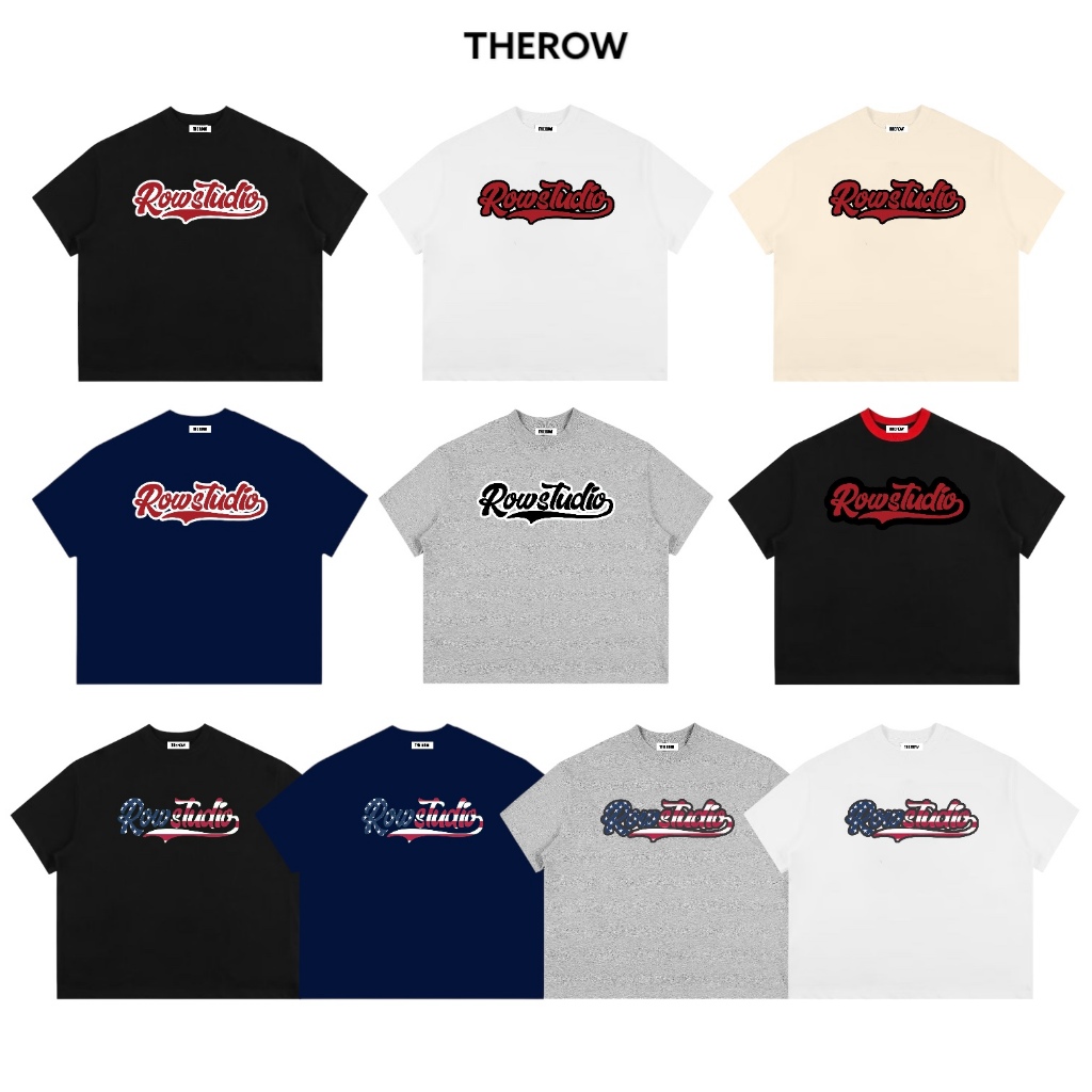 Áo Thun Big Boxy Local Brand THEROW Tay Ngắn Cotton " LOGO VIỀN " Unisex Nam Nữ | BigBuy360 - bigbuy360.vn