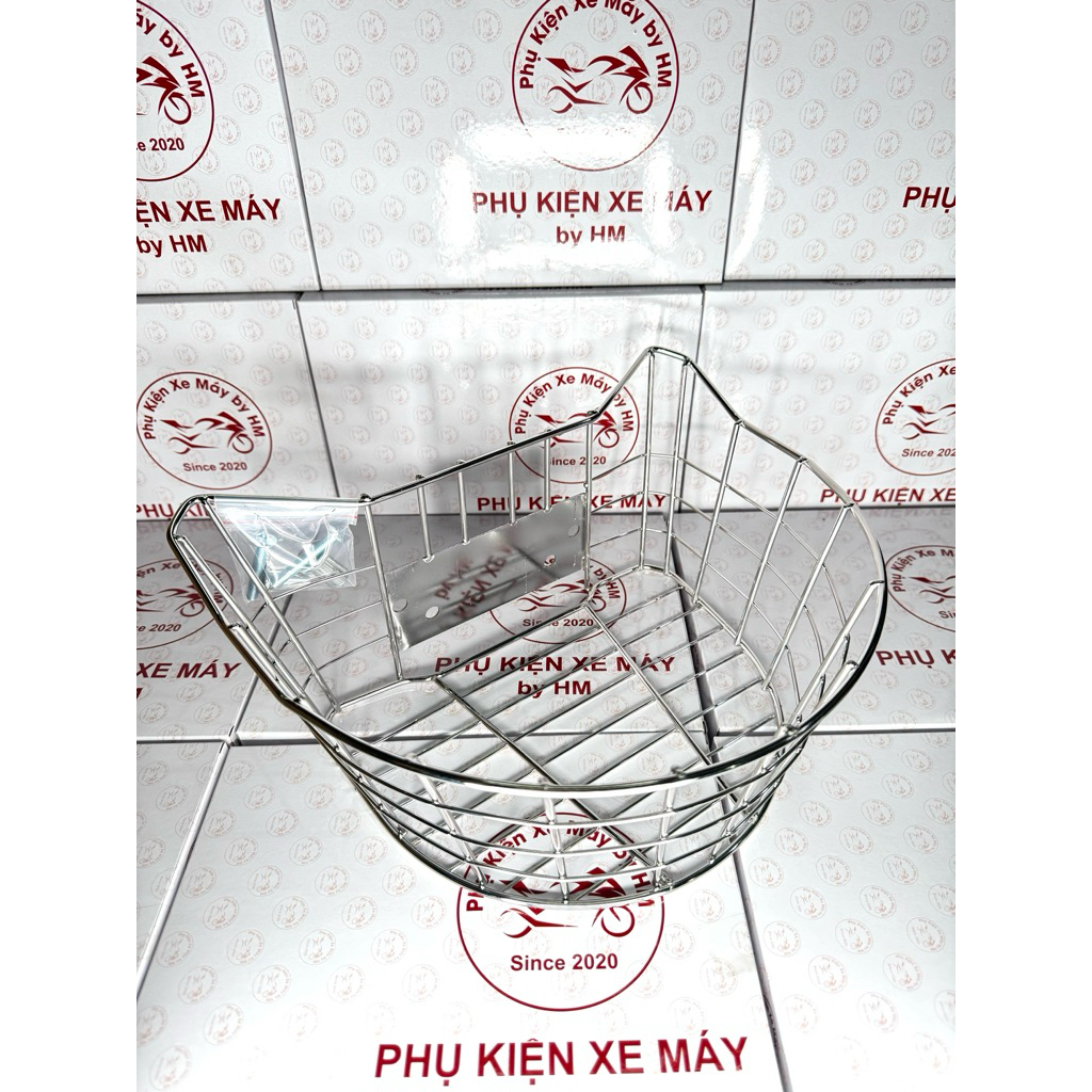 Rổ scoopy - inox xi mạ crom  - kèm pát liền rổ tặng ốc rổ gắn lên xe