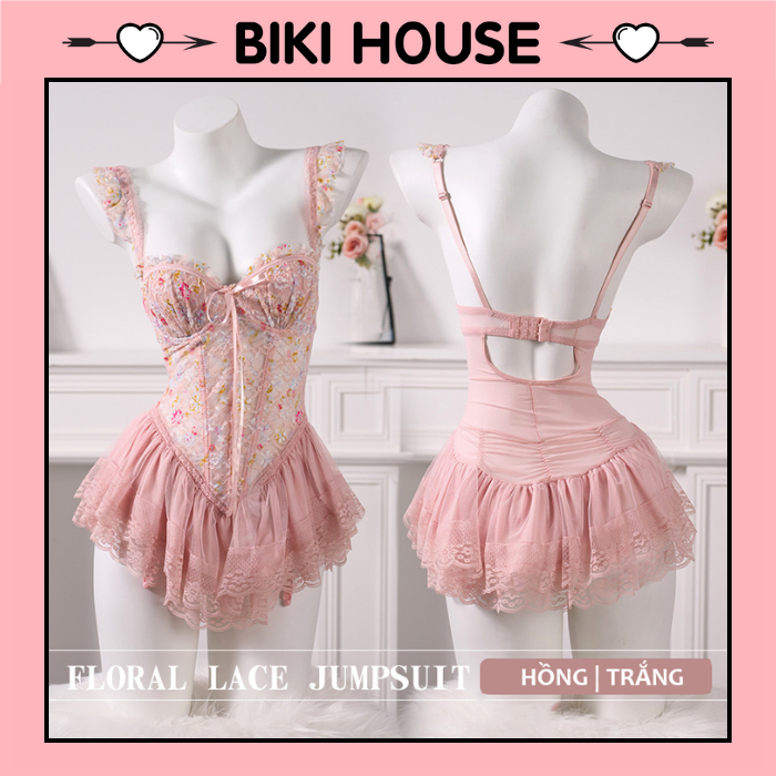 Váy ngủ sexy cánh tiên ren hoa có gọng kèm garter nịt tất gợi cảm sang chảnh áo corset định hình dáng xoè quyến rũ N820 | BigBuy360 - bigbuy360.vn