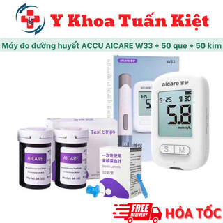 ✅ Máy Đo Đường Huyết ACCU Chính Hãng AICARE W33 + 50 que thử + 50 kim