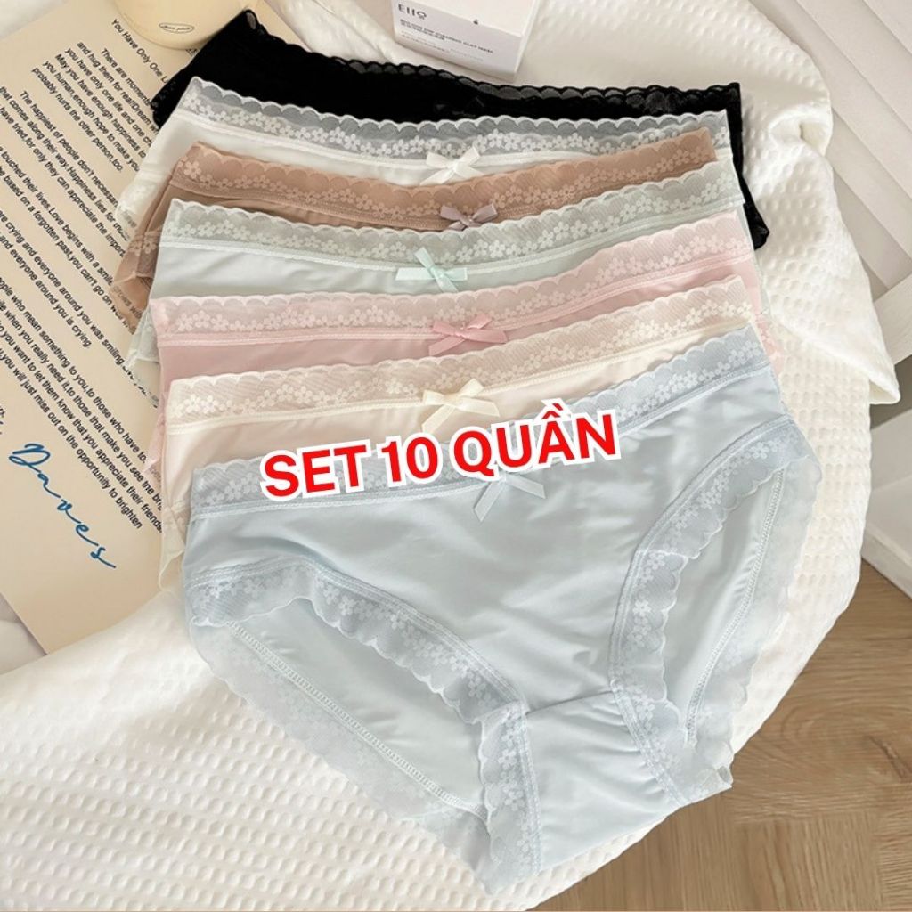 Quần Lót Nữ Su Lụa Ren Hoa Tàng Hình Siêu Mỏng Thoải Mái