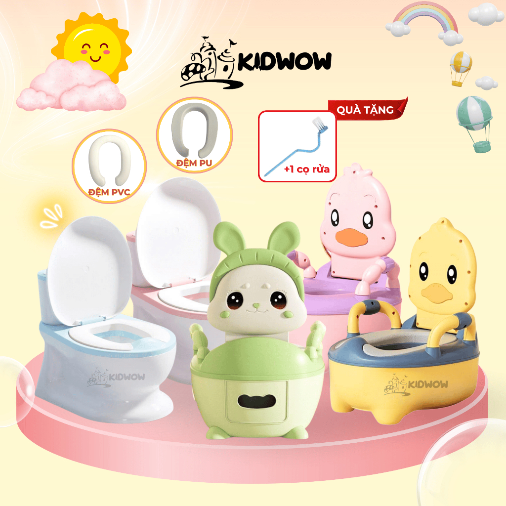 Bô Vệ Sinh Cho Bé Từ 6 tháng đến 5 tuổi Bô Trẻ Em Hình Vịt, Thỏ, WC đáng yêu