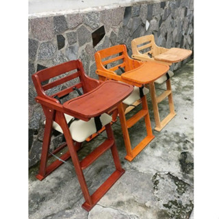 Ghế tập ăn/ Ghế ăn bột gỗ cao su XH - Thiết kế gấp gọn/ chân chống trượt/ Có dây đai an toàn