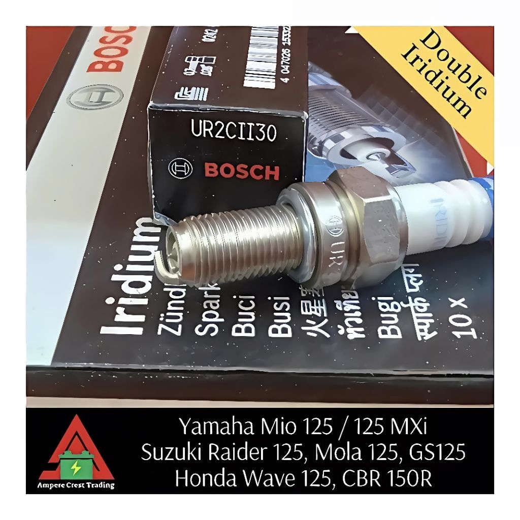 Bugi DOUBLE IRIDIUM chân dài BOSCH UR2CII30 cho AB110 AB125 AB150 CLICK 110 125, DYLAN PS LEAD 110 1