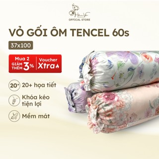 Vỏ áo gối ôm Lụa Tencel Hân Võ Bedding 37x100cm hoạ tiết sang trọng cao cấp, áo bao gối mát mịn