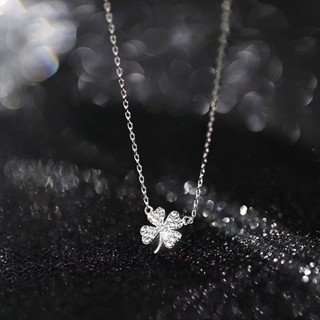 Balltest🎨Dây chuyền bạc nữ Miuu Silver, vòng cổ cỏ 4 lá đính đá bạc 925