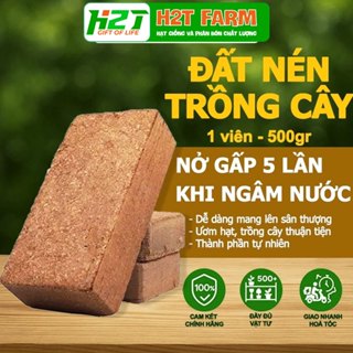 Đất Trồng Cây H2 FARM, Viên Nén Xơ Dừa 500gr, Đã Qua Xử Lý, Bổ Sung Vi Sinh, Nở Gấp 5 Lần, Trồng Rau Hoa - H2T Farm