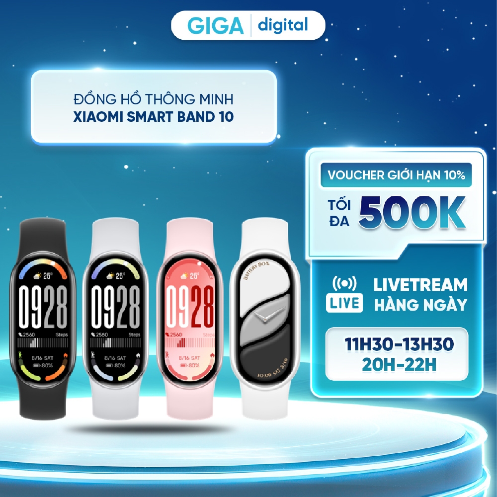 [ƯU ĐÃI MỞ BÁN] Đồng hồ thông minh Xiaomi Smart Band 10 - Màn hình Amoled 1.72" - Kháng nước 5ATM - Bảo hành 12 tháng