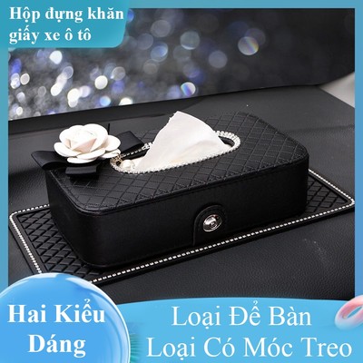 Hộp đựng khăn giấy ô tô MYT Hộp đựng khăn giấy xe hơi bọc da thiết kế sang trọng cao cấp tháo lắp linh hoạt