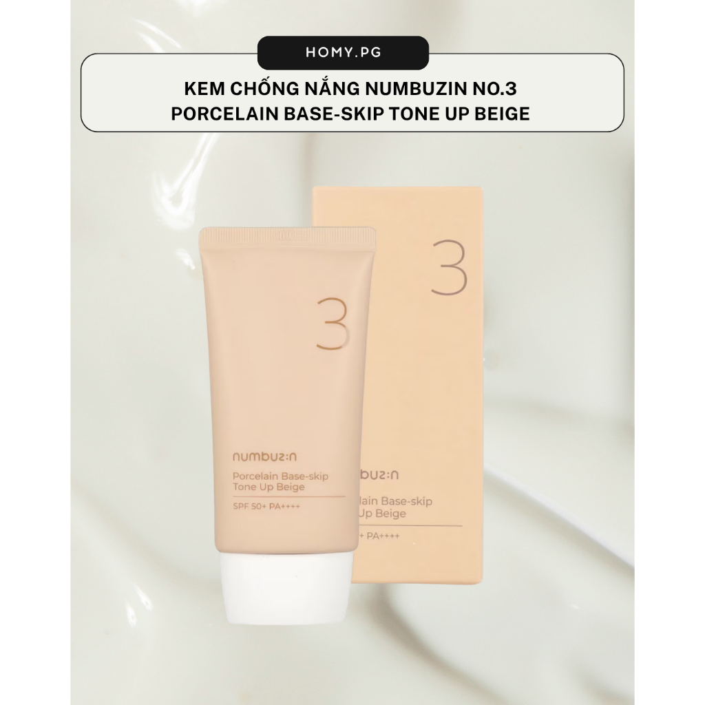 KEM CHỐNG NẮNG NUMBUZIN NO.3 PORCELAIN BASE-SKIP TONE UP BEIGE