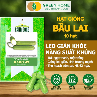 Hạt Giống Bầu Lai GreenHome, Gói 10 Hạt, Dễ Trồng, Nảy Mầm Cao, Thu Hoạch Nhanh, Năng Suất T09