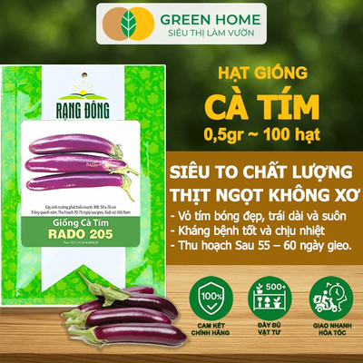 Hạt Giống Cà Tím Trái Dài GreenHome, Gói 0,5g~100 hạt, Dễ Trồng, Nảy Mầm Cao,Thu Hoạch,Năng Suất T13
