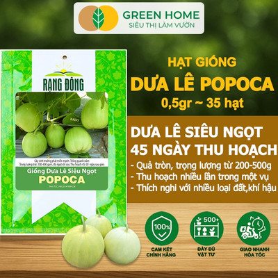 Hạt Giống Dưa Lê Popoca Siêu Ngọt GreenHome, Gói 0.5g~35 hạt, Dễ Trồng Quanh Năm, Nảy Mầm Cao, T25