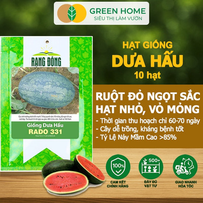 Hạt Giống Dưa Hấu Lai F1 GreenHome, Gói 10 Hạt, Dễ Trồng Quanh Năm, Nảy Mầm Cao, T26
