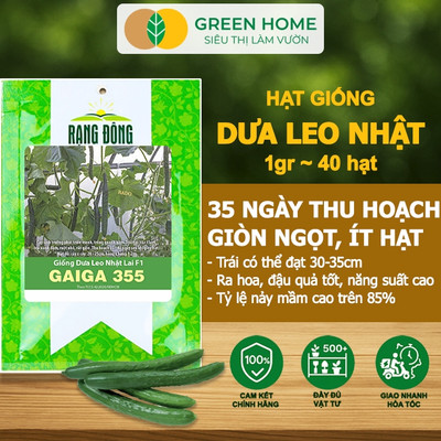 Hạt Giống Dưa Leo Nhật Lai F1 GreenHome, Gói 1g~40 hạt, Dễ Trồng Quanh Năm, Nảy Mầm Cao, T24