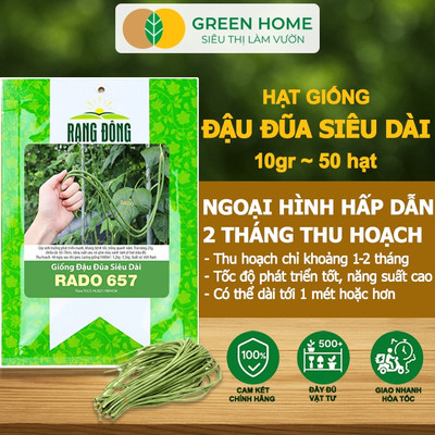 Hạt Giống Đậu Đũa Siêu Dài GreenHome, Gói 10g~50 hạt, Dễ Trồng Quanh Năm, Nảy Mầm Cao, T39