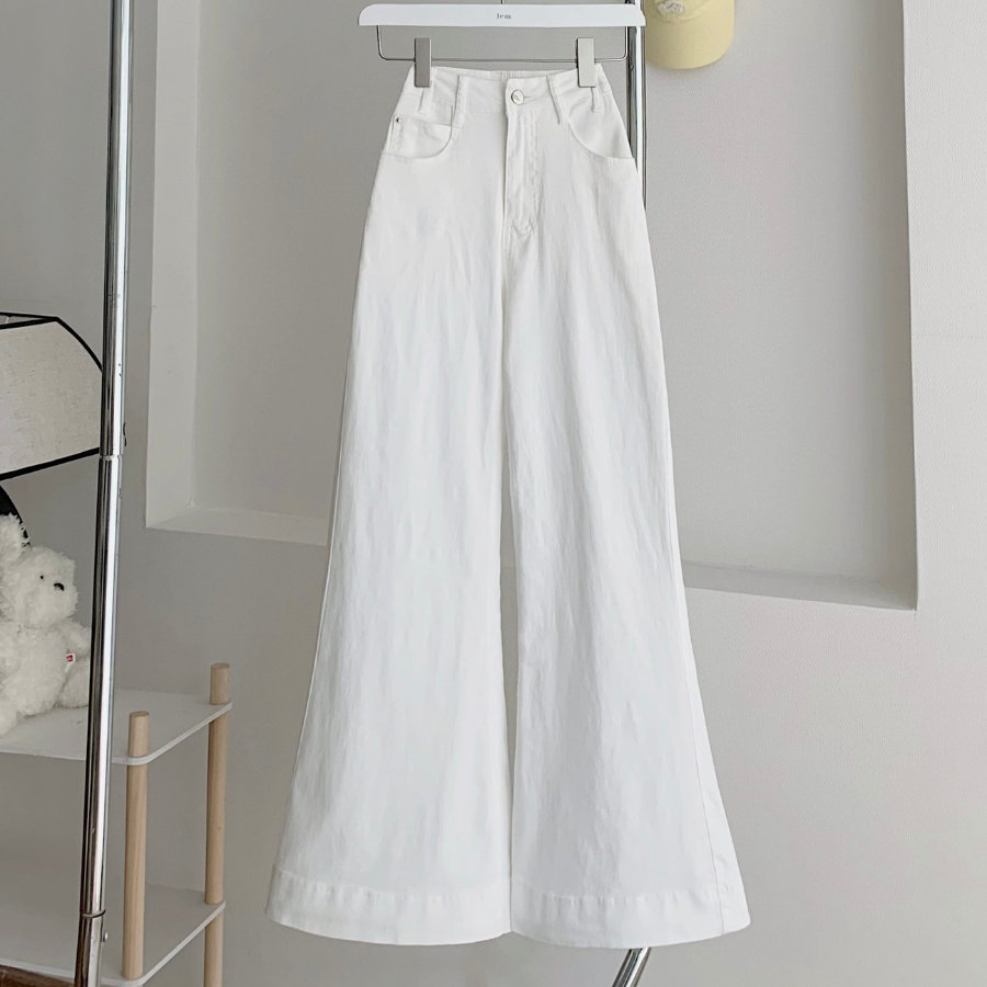 QUẦN JEAN DÀI FORM RỘNG ỐNG LOE MÀU TRẮNG - ONLI - 3510 - JEMCLOSET