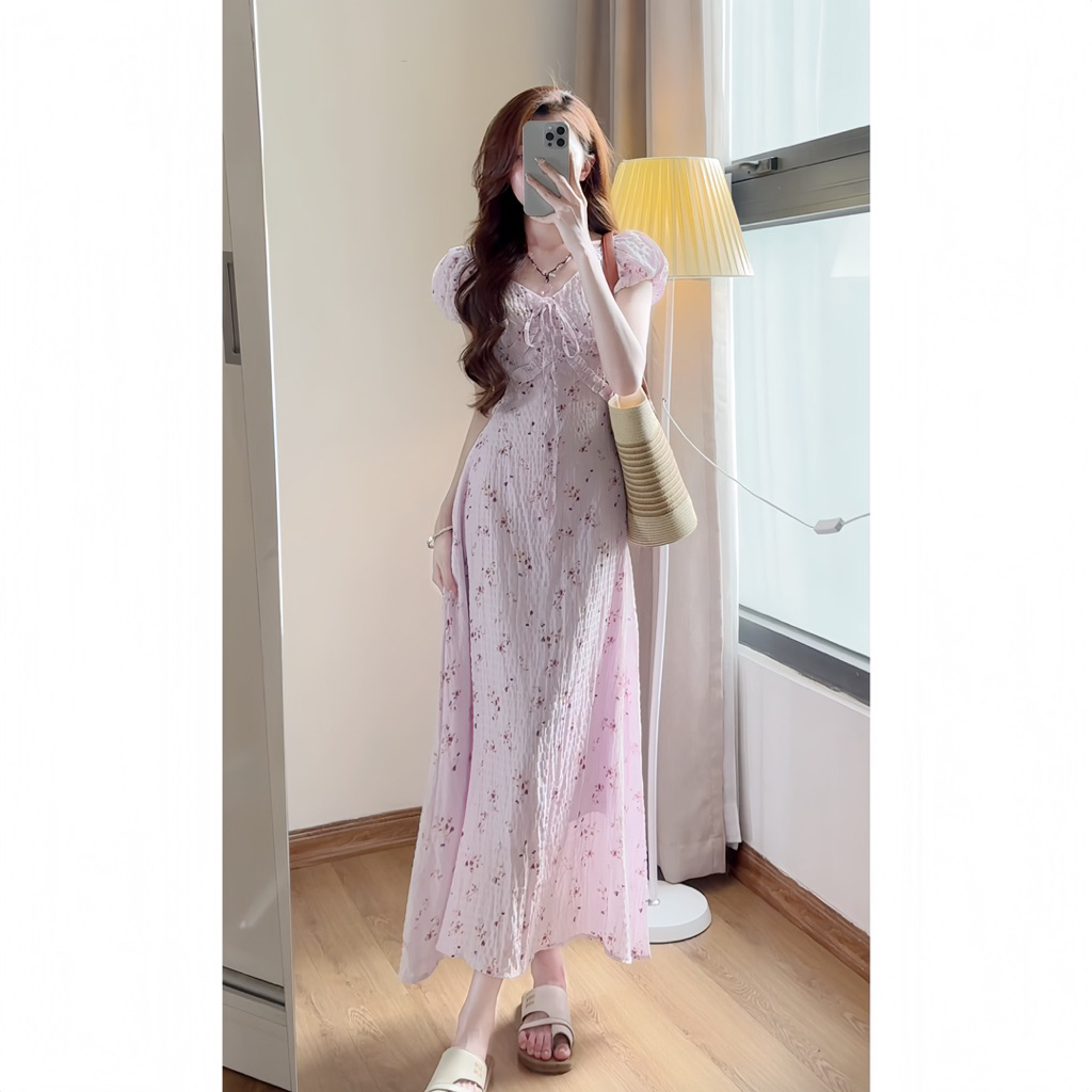 Váy hoa nhí dáng dài tay ngắn in ren phong cách hàn quốc xixeoshop - V39 | BigBuy360 - bigbuy360.vn