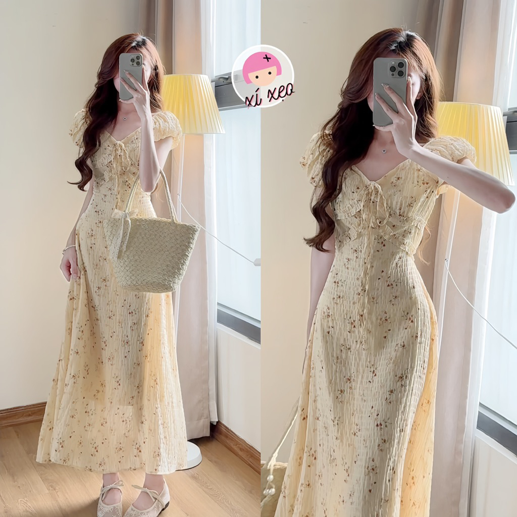 Váy hoa nhí dáng dài tay ngắn in ren phong cách hàn quốc xixeoshop - V39 | BigBuy360 - bigbuy360.vn
