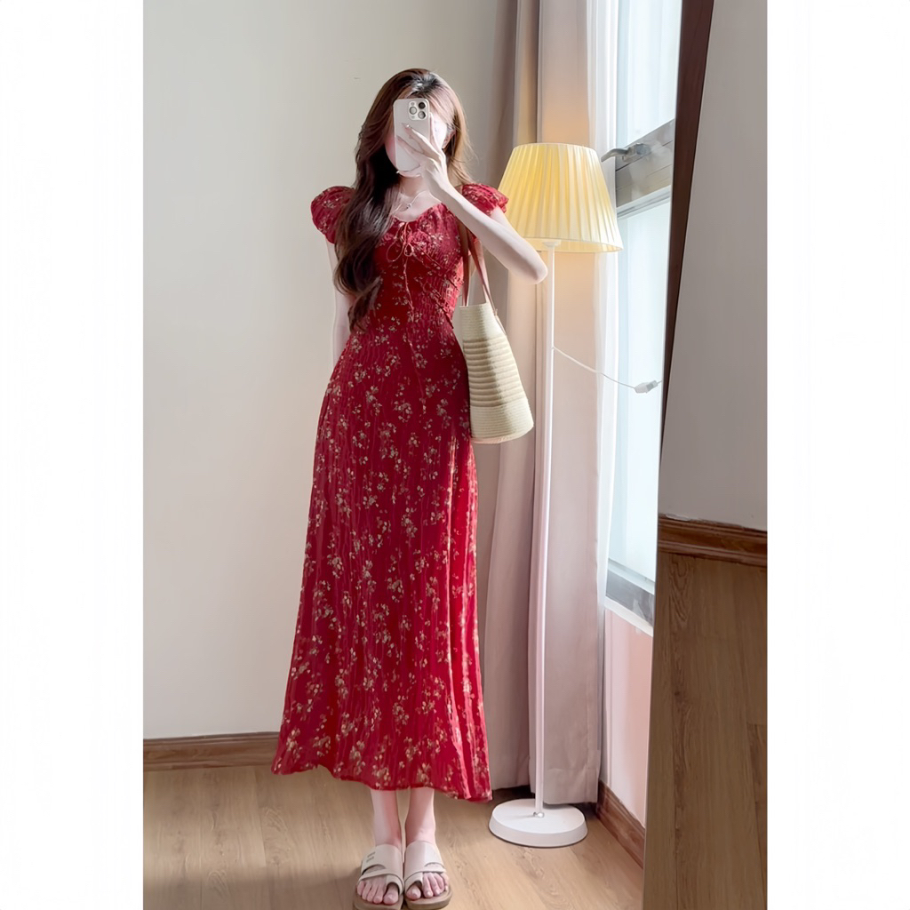 Váy hoa nhí dáng dài tay ngắn in ren phong cách hàn quốc xixeoshop - V39 | BigBuy360 - bigbuy360.vn