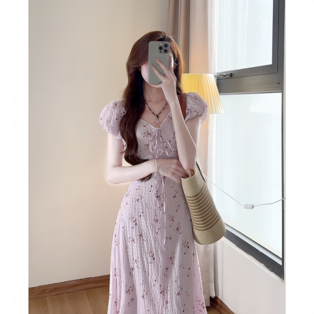 Váy hoa nhí dáng dài tay ngắn in ren phong cách hàn quốc xixeoshop - V39 | BigBuy360 - bigbuy360.vn