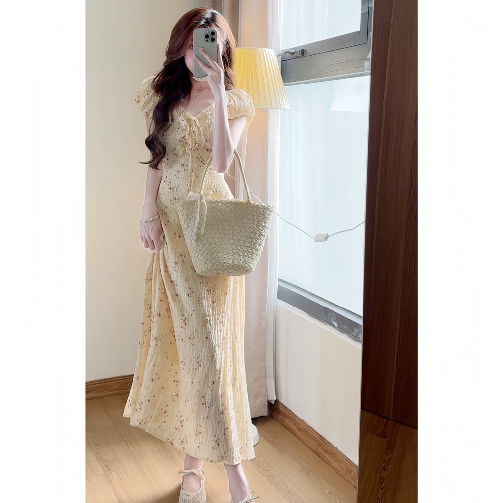Váy hoa nhí dáng dài tay ngắn in ren phong cách hàn quốc xixeoshop - V39 | BigBuy360 - bigbuy360.vn