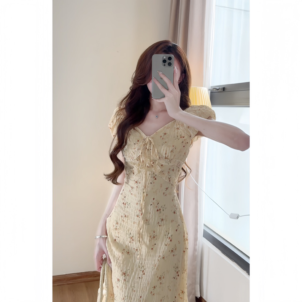 Váy hoa nhí dáng dài tay ngắn in ren phong cách hàn quốc xixeoshop - V39 | BigBuy360 - bigbuy360.vn