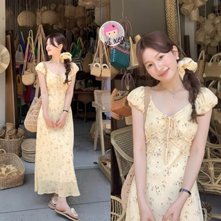 Váy hoa nhí dáng dài tay ngắn in ren phong cách hàn quốc xixeoshop - V39