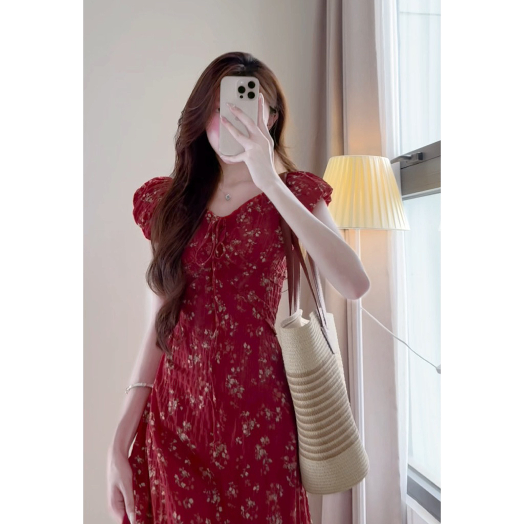 Váy hoa nhí dáng dài tay ngắn in ren phong cách hàn quốc xixeoshop - V39 | BigBuy360 - bigbuy360.vn