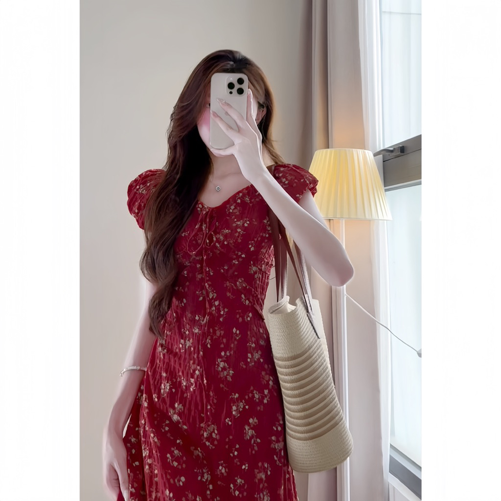Váy hoa nhí dáng dài tay ngắn in ren phong cách hàn quốc xixeoshop - V39 | BigBuy360 - bigbuy360.vn