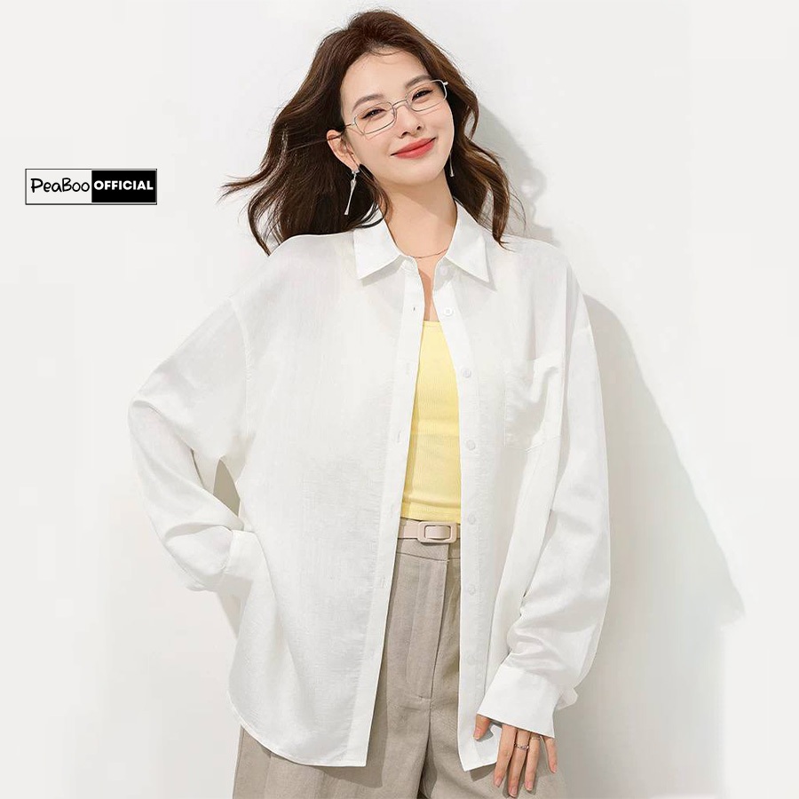 Áo Sơ Mi Nữ Đũi Xước, Sơ Mi Nam Nữ Dài Tay Unisex Mã SMD Trơn Basic Có Túi Ngực By PEABOO, Kiểu Dáng Hàn Quốc, Form Rộng | BigBuy360 - bigbuy360.vn