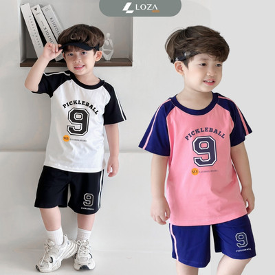 Bộ quần áo thun trẻ em TB19 in số 9 chất liệu cotton size từ 15-40kg Loza BF338