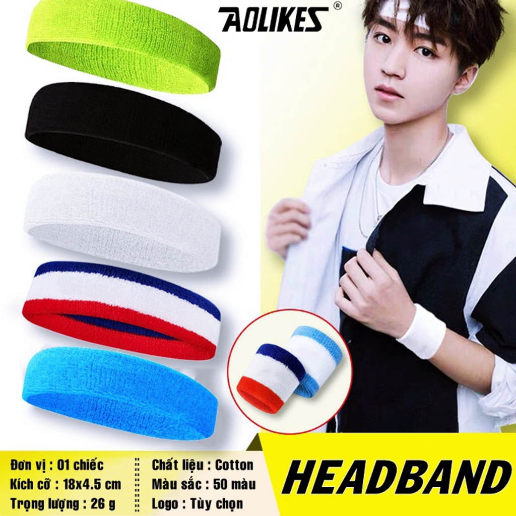 Băng Đô Thể Thao AOLIKES Headband Thấm Mồ Hôi Băng Trán Nam Nữ Tennis Cầu lông Chạy Bộ Pickleball