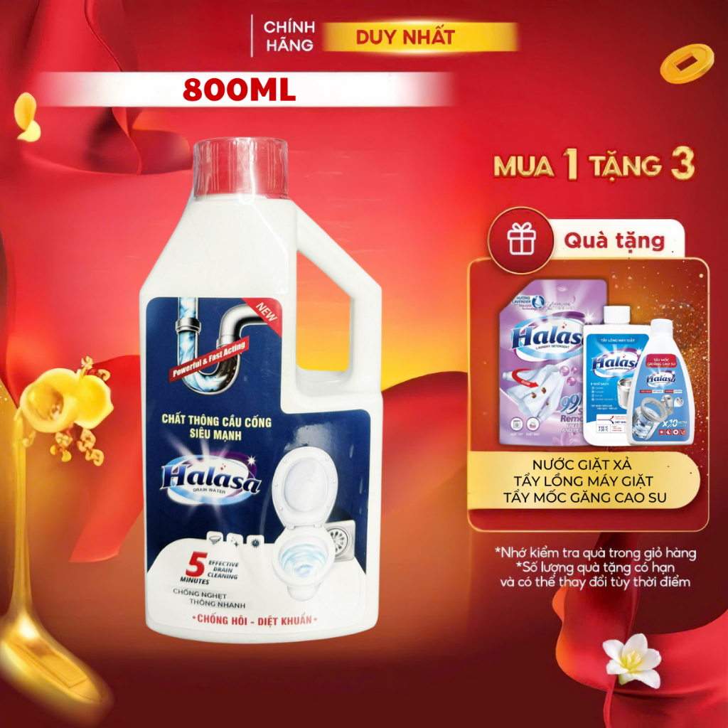 Nước Thông Cống HALASA Siêu Mạnh, Thông Tắc Nghẽn Bồn Cầu, Cống, Nghẽn Nặng, Đọc Kỹ Hưỡng Dẫn Sử Dụng Trước Khi Mua Hàng