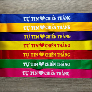 Băng rôn cổ vũ/ cổ động thể thao Tự tin chiến thắng - Nhiều màu - vải phi bóng - in lụa - Song Phú