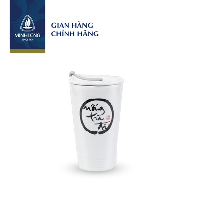 Ly Sứ Dưỡng Sinh Minh Long 480 ml + nắp ống hút (K1) -  Uống Trà Đi