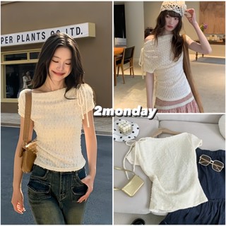 [VIDEO/ SẴN] ÁO THUN NỮ TAY NGẮN THẮT NƠ XẾP LY EO MÙA HÈ PHONG CÁCH MỚI 2MONDAY A68