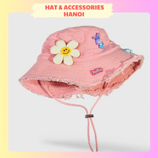  Mũ bucket tua rua nữ có dây viền rách  Nón vành tròn hoa nhụy vàng 6 cánh đẹp thời trang 4 mùa - MV99 