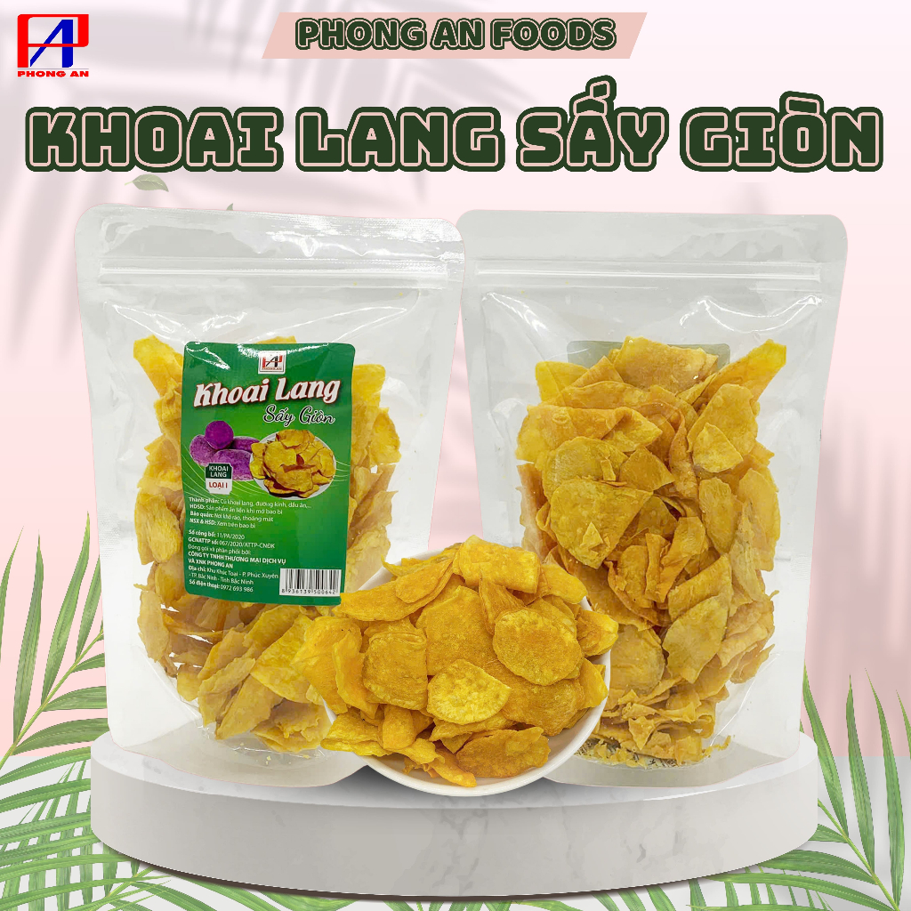 Khoai lang sấy ngon giòn rụm, đồ ăn vặt chính hãng an toàn PHONG AN FOOD