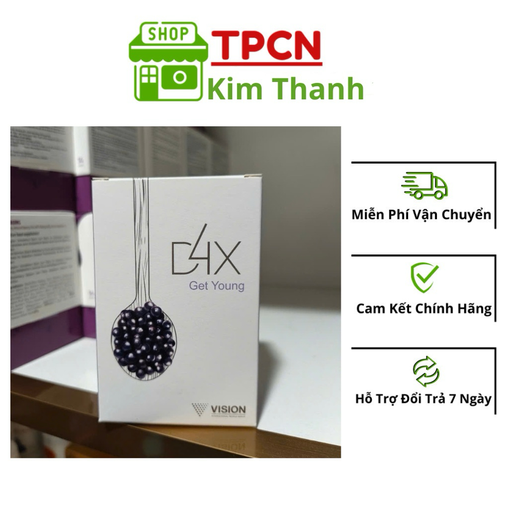 Vision D4X Get Young hộp 10 gói - Làm chậm quá trình lão hóa, phục hồi tế bào