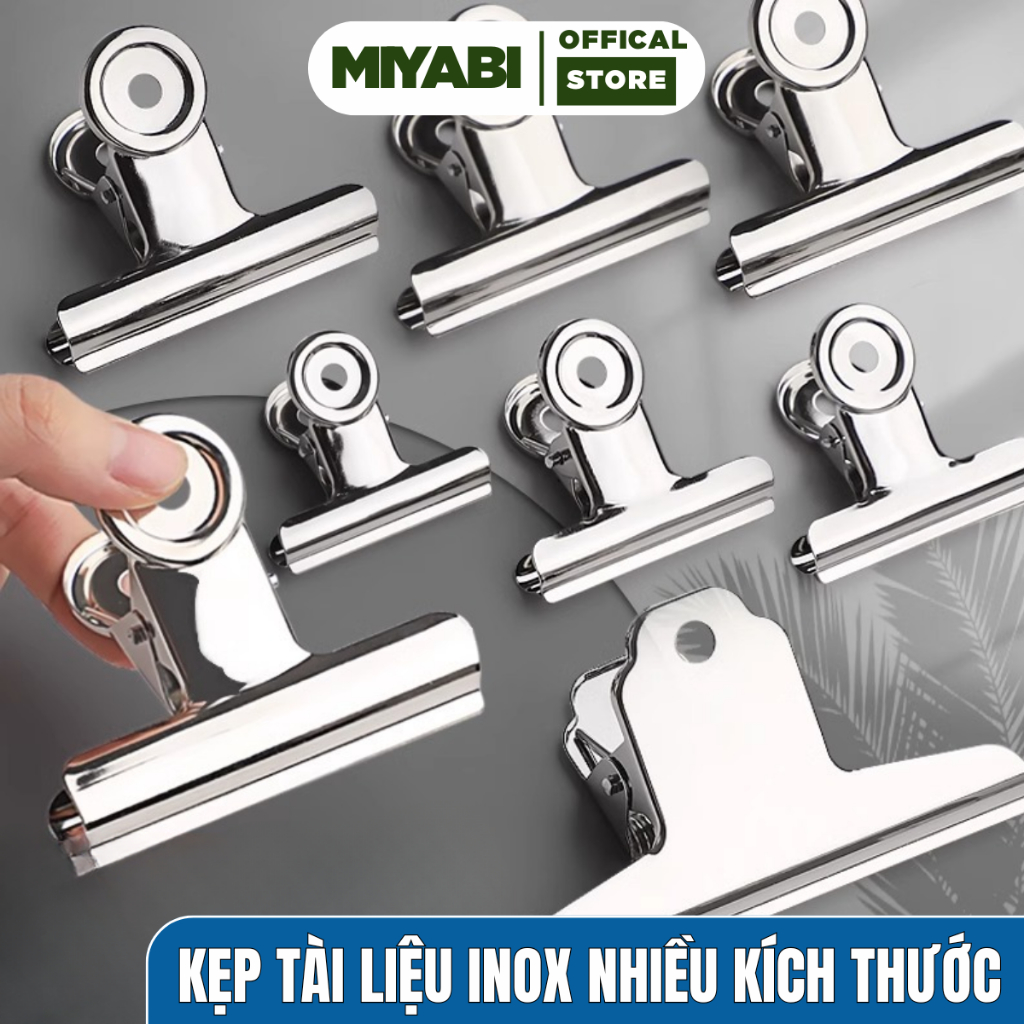 Set 6 kẹp tài liệu kẹp giấy văn phòng kim loại đuôi tròn nhiều kích thước, đồ dùng văn phòng  MIYABI STỎRE