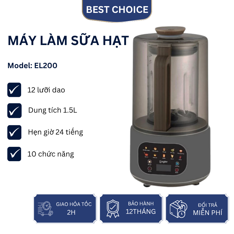 Máy làm sữa hạt Engler EL2 dung tích 1.5L 10 chức năng xay nấu sữa hạt đa năng, BH 24 tháng